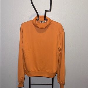 Women's Orange Turtleneck Sweatshirt Size M